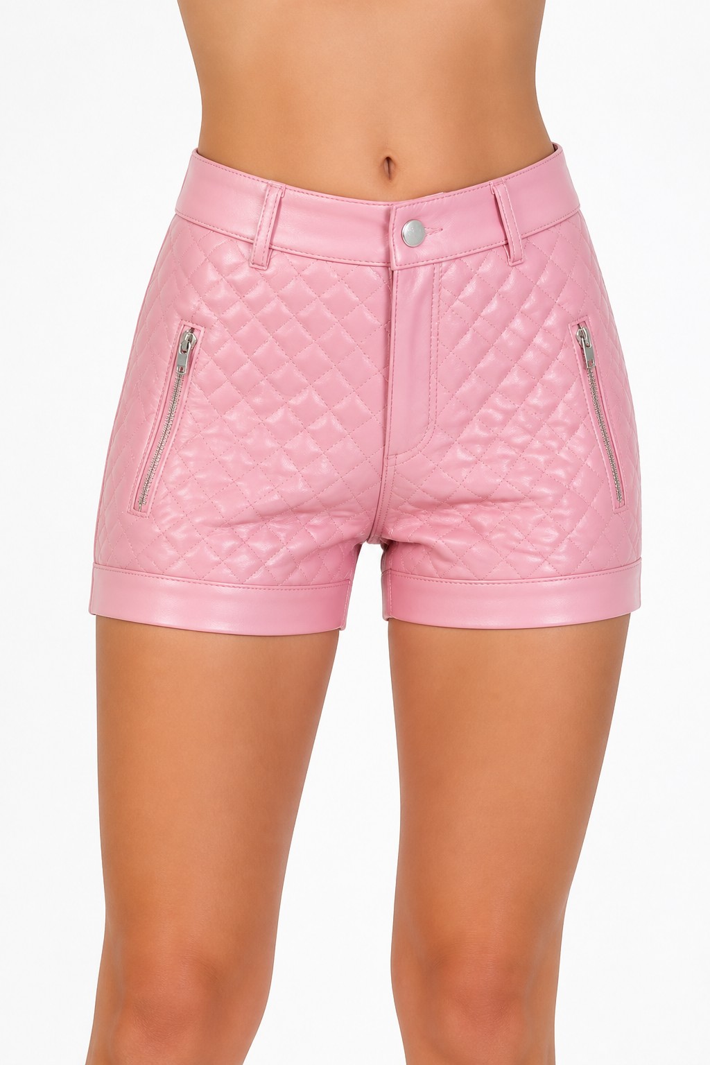 Women Pink Quilted Biker Shorts 02