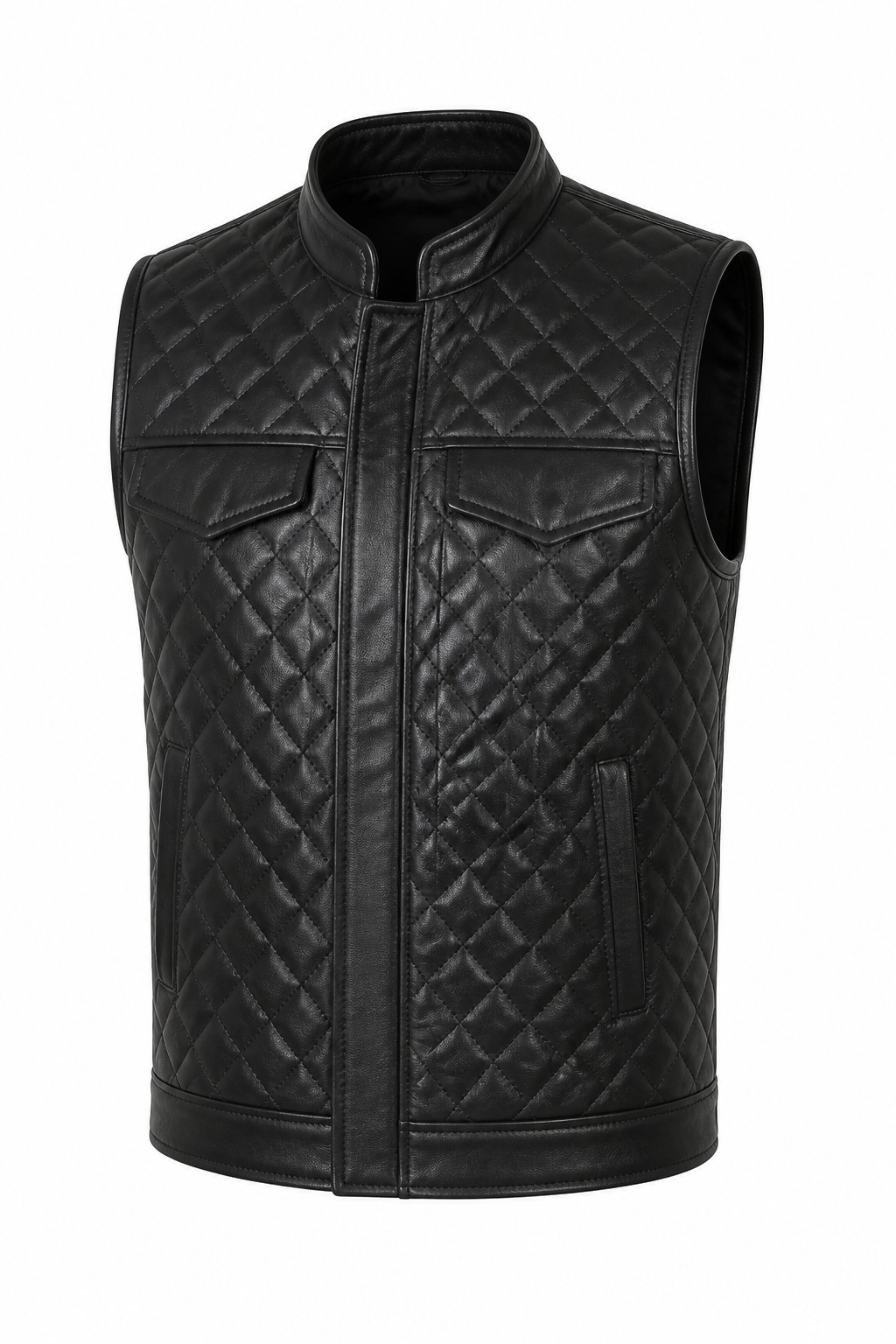 Men Black Quilted Biker Vescuit 01