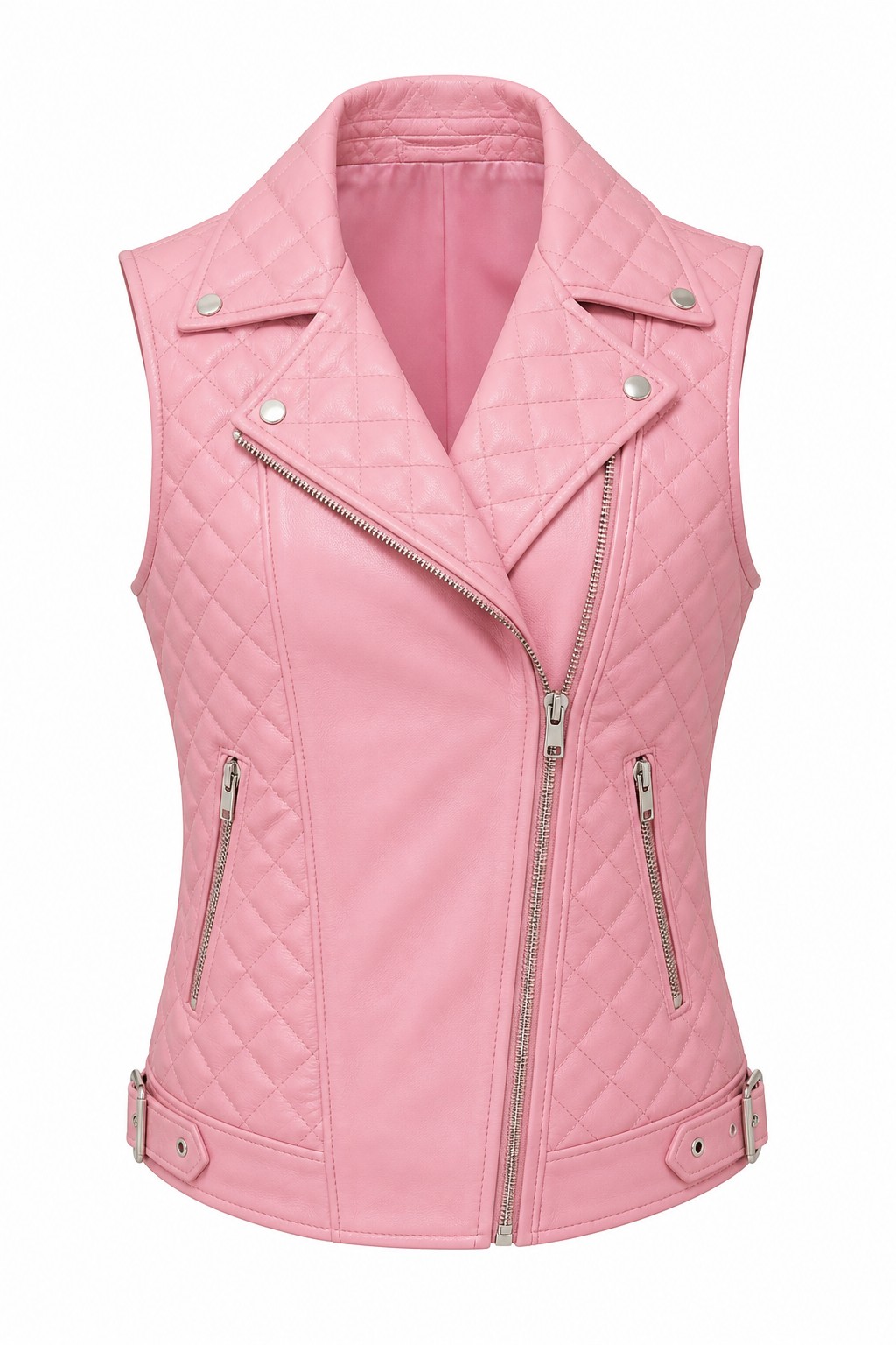 Women Pink Quilted Biker Vescuit 02
