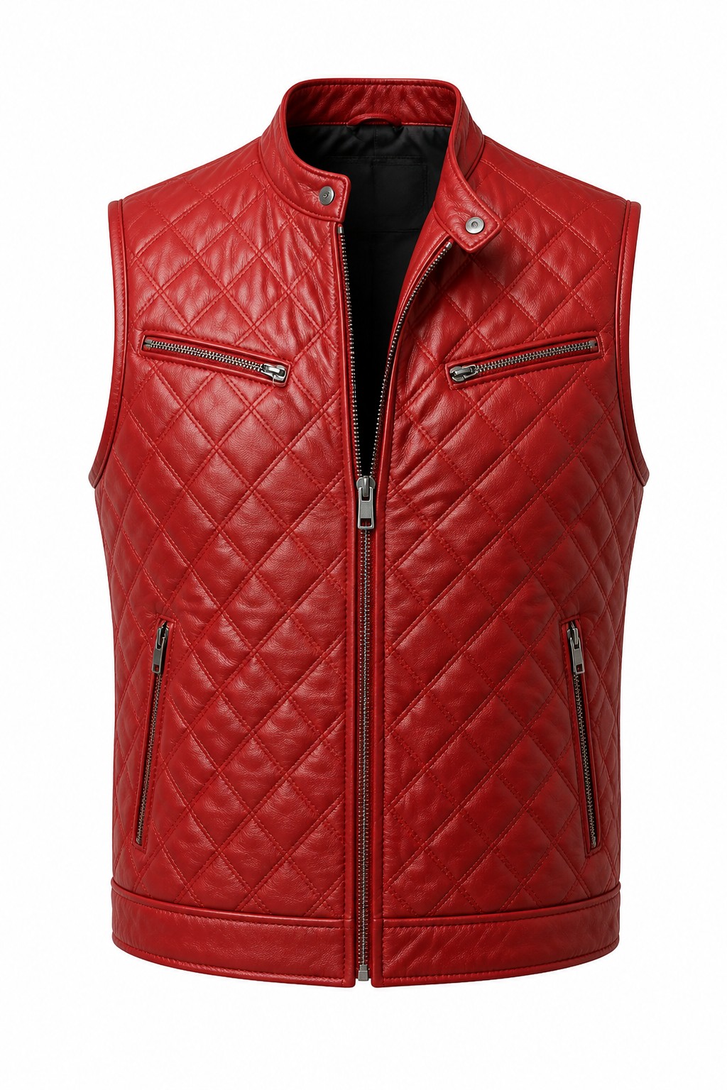 Men Red Quilted Biker Vescuit 03