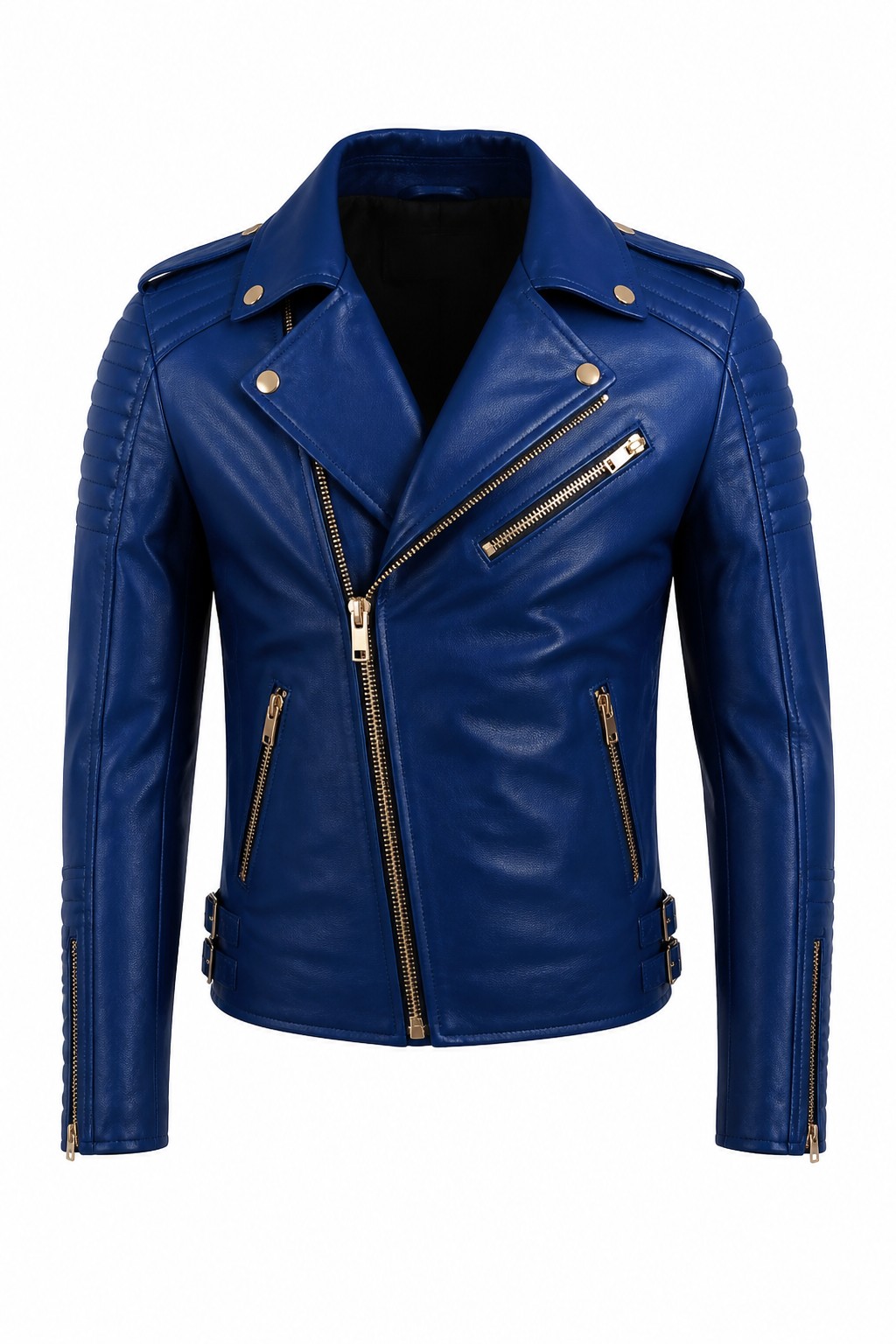 Men Blue Fashion Moto Jacket 05
