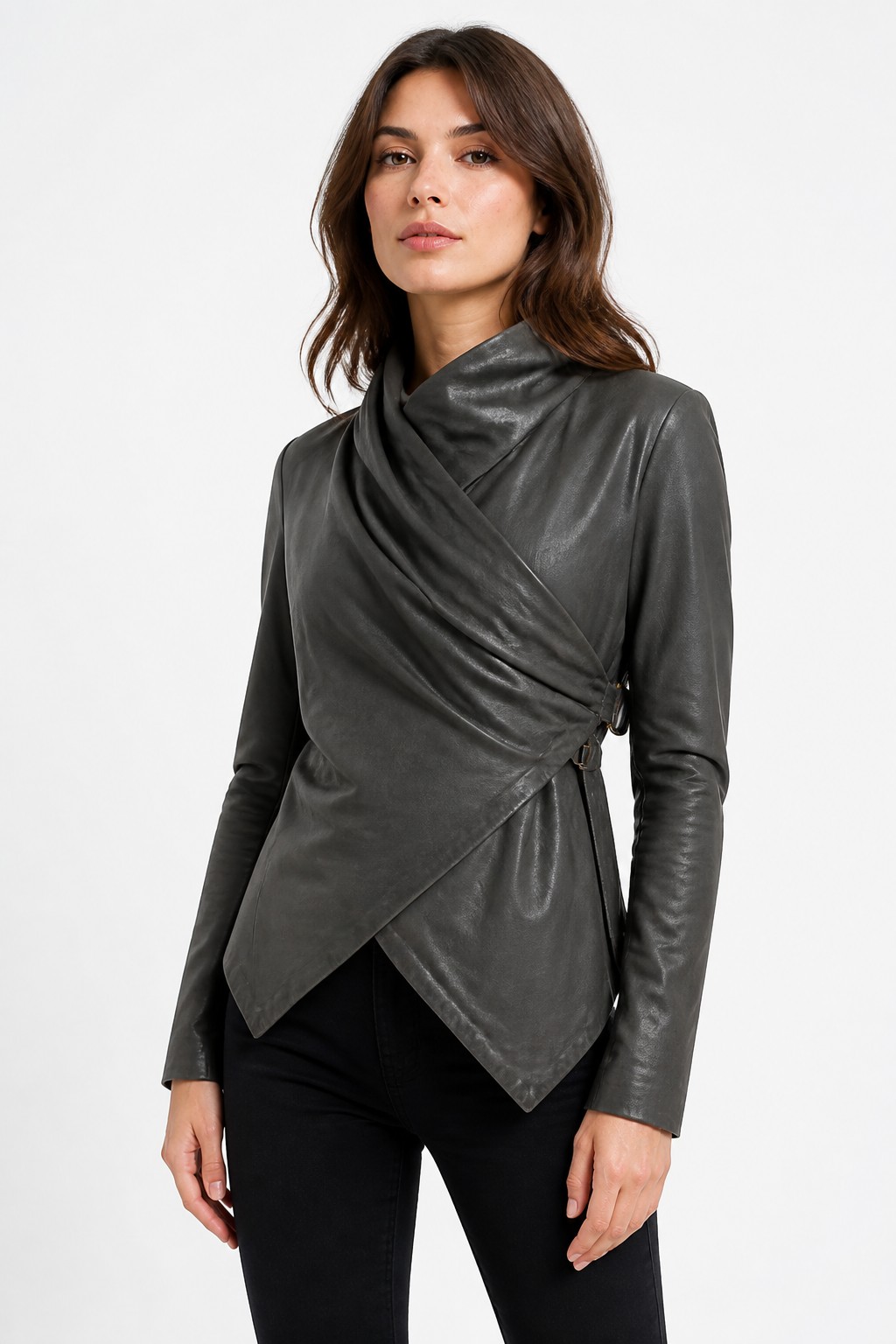 Women Charcoal Wrap Fashion Jacket 08