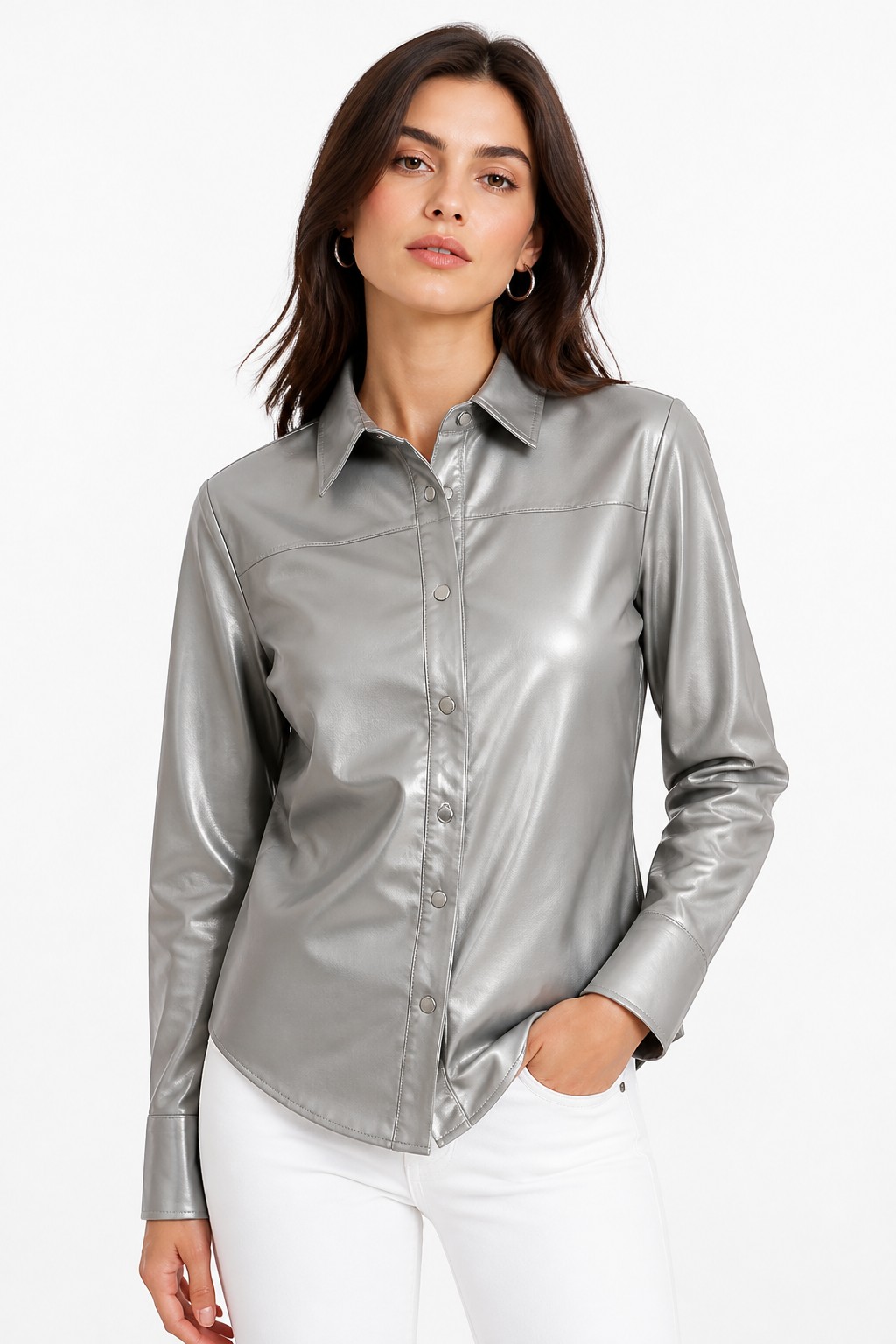 Women Silver Grey Fashion Shirt 04