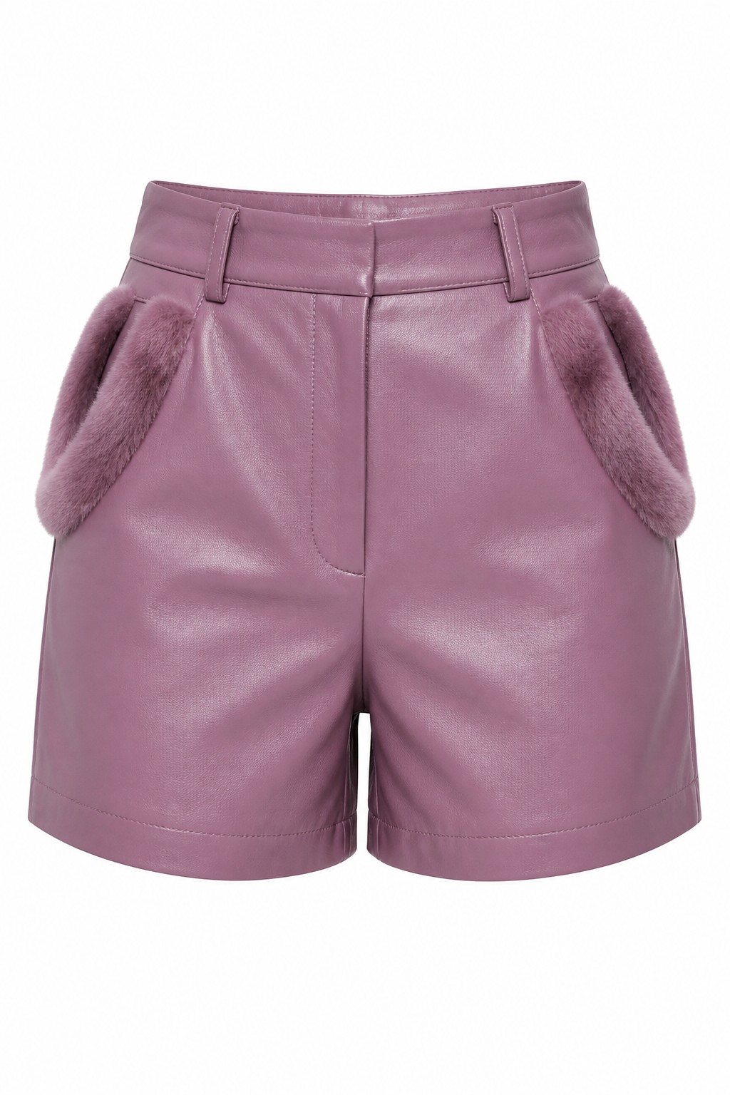 Women Mauve Fur Lined Shorts 02