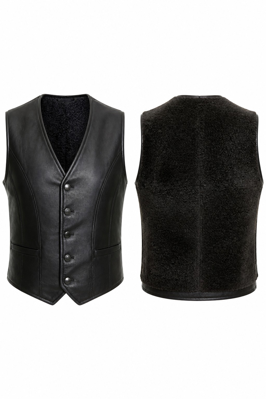 Men Black Shearling Vescuit 01