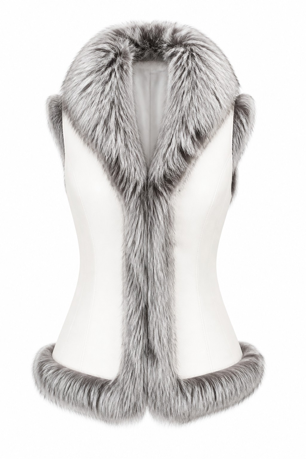 Women White Fur Trim Vescuit 04