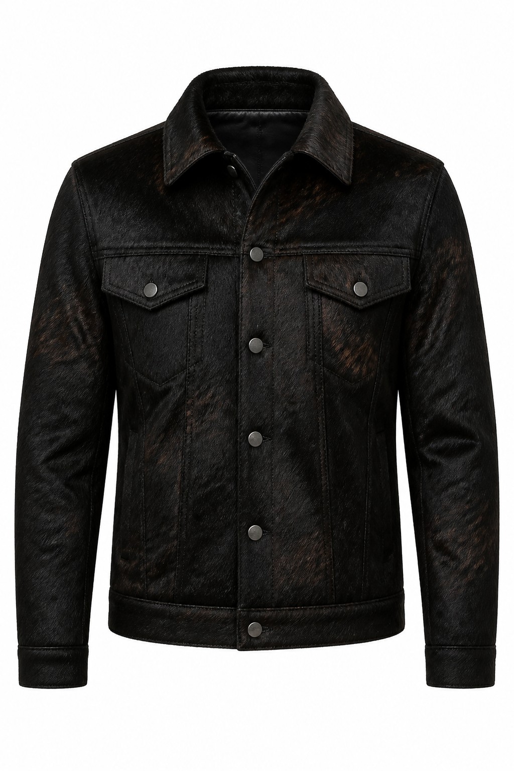 Men Solid Black Hair-on Trucker 07