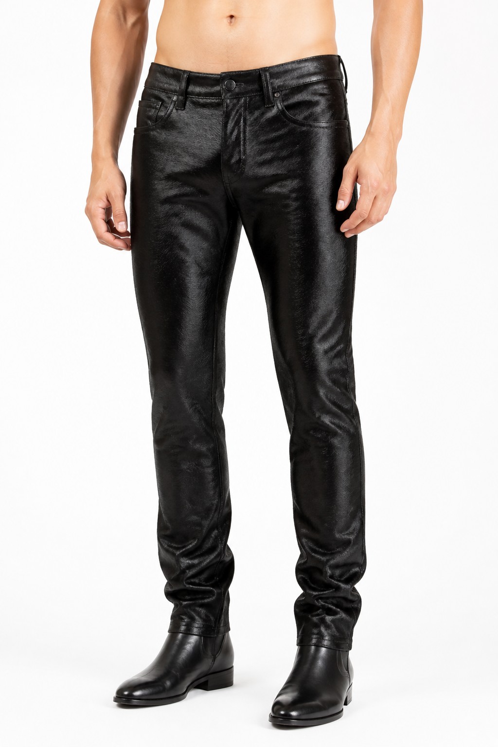 Men Black Hair-on Pants 03