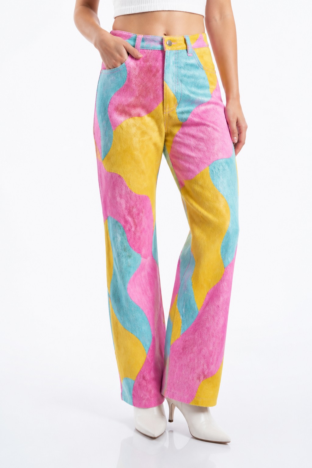 Women Multicolor Hair-on Pants 04