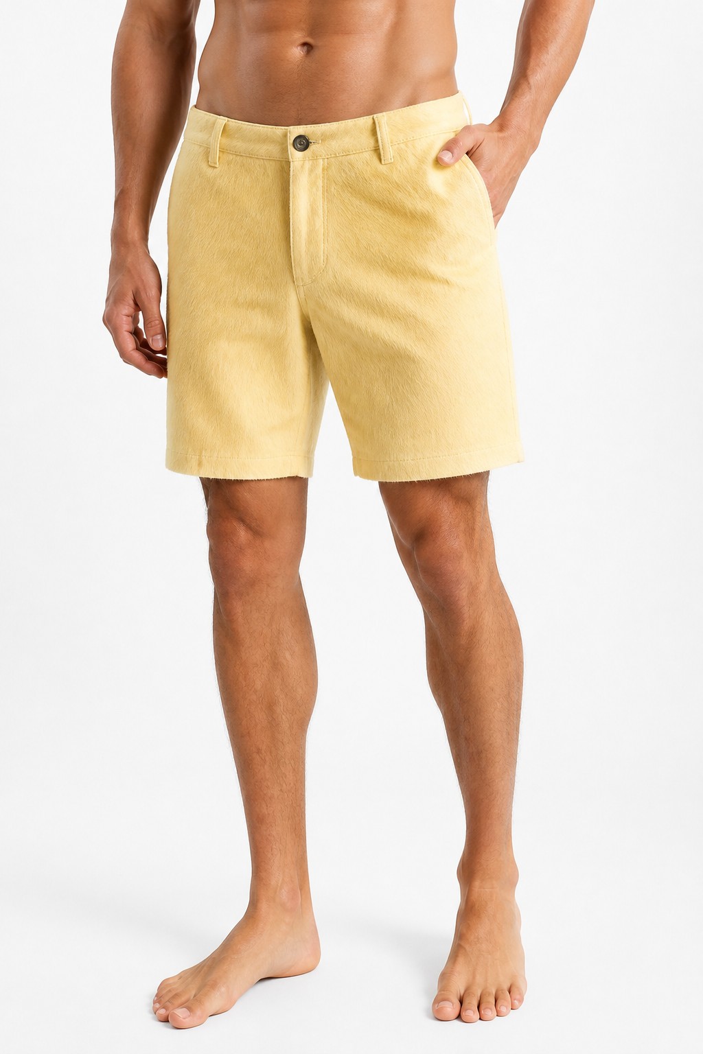 Men Yellow Hair-on Shorts 03