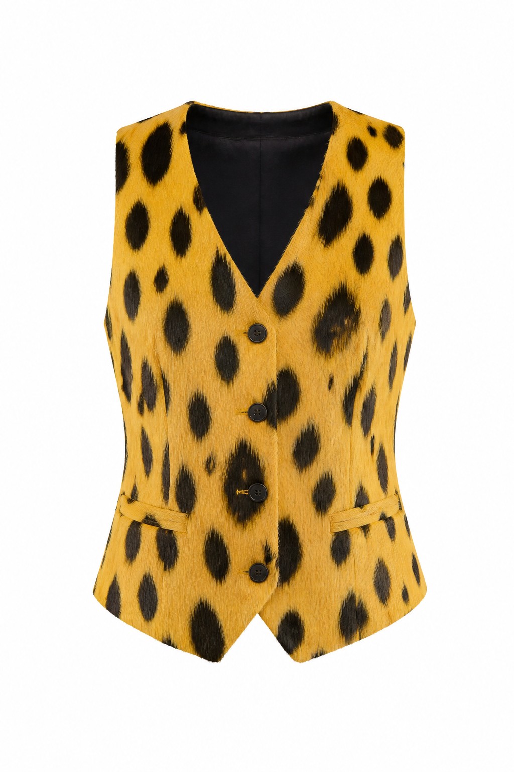 Women Yellow Spotted Hair-on Vescuit 04