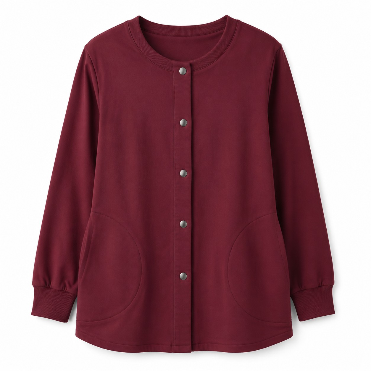 Rib Cuff Nursing Jacket Burgundy