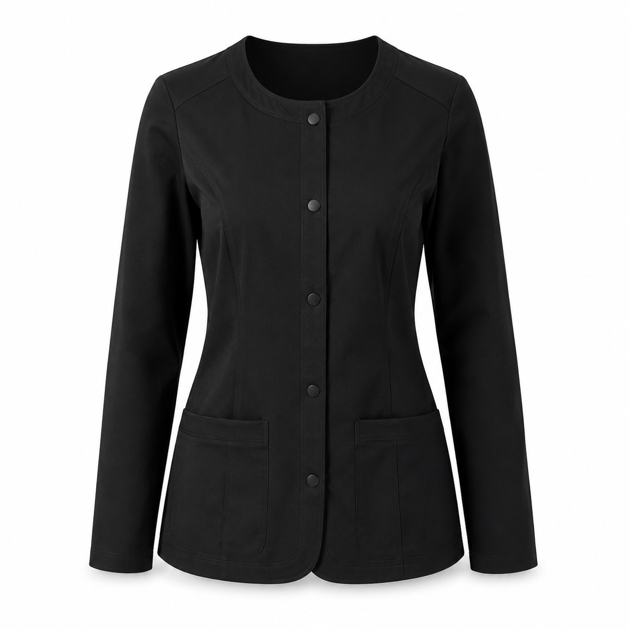 Womens Fitted Scrub Jacket Black
