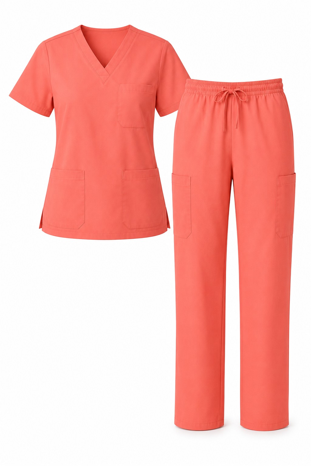 Six Pocket Professional Scrub Set Coral