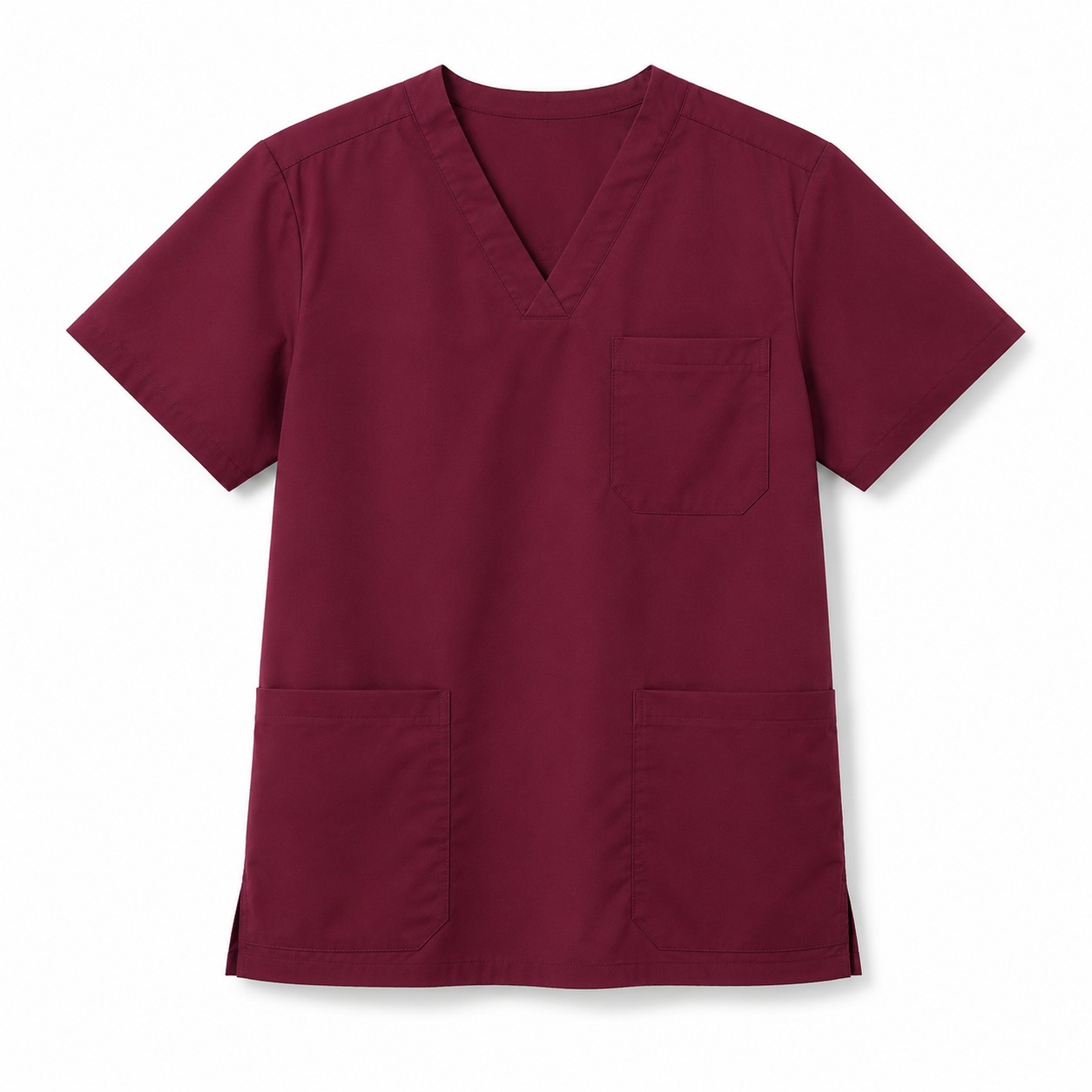 Three Pocket Scrub Top Burgundy