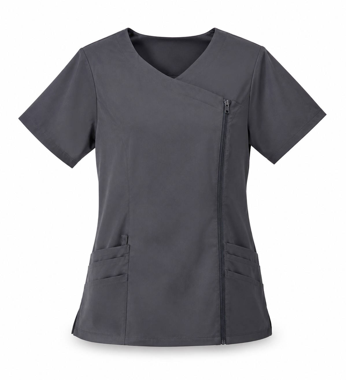 Side Zip Medical Scrub Top Charcoal