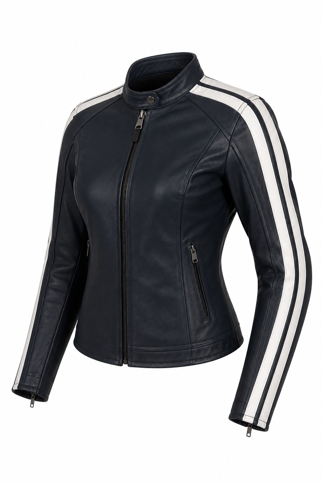 Women Navy Stripe Race Jacket 04