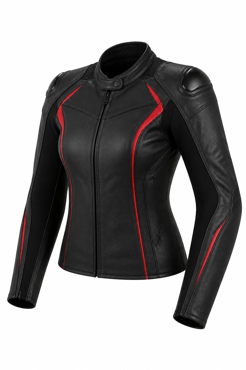 Women Black Red Piping Jacket 08