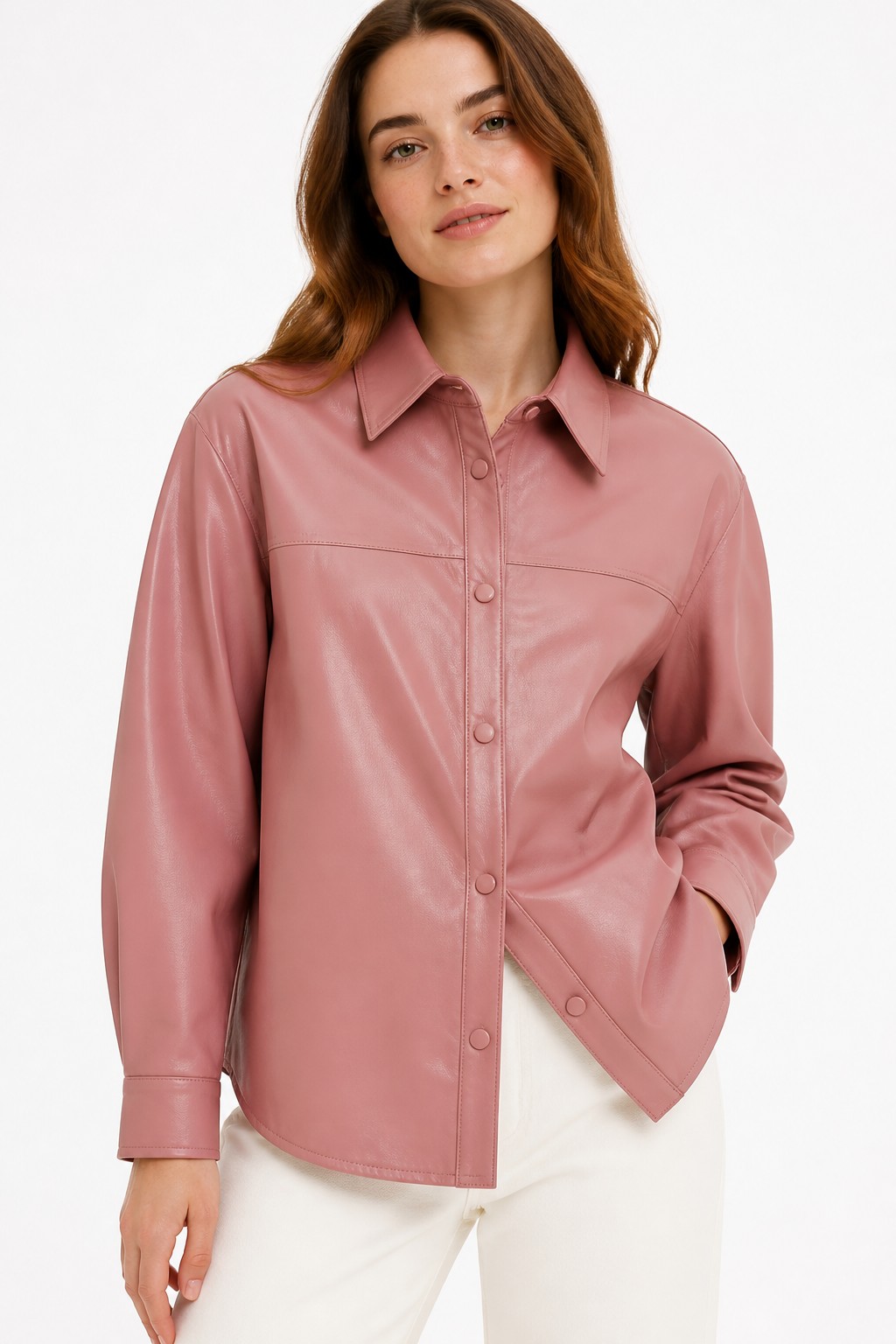 Women Pink Shirt Style Jacket 02
