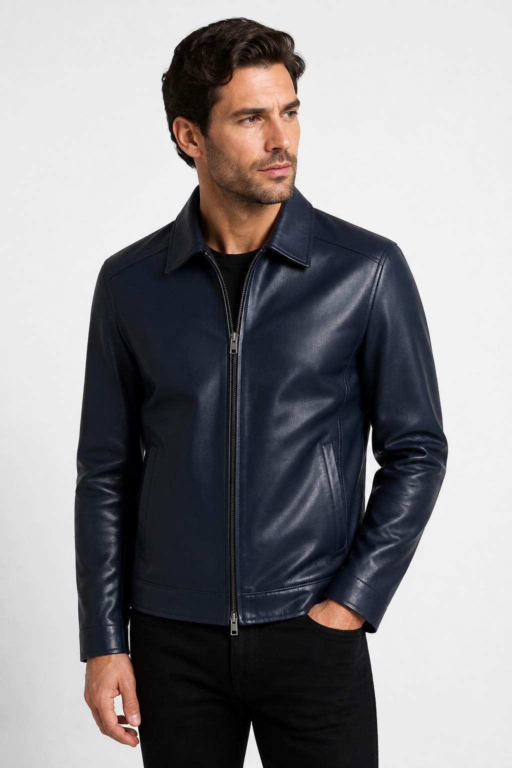 Men Navy Shirt Style Jacket 05