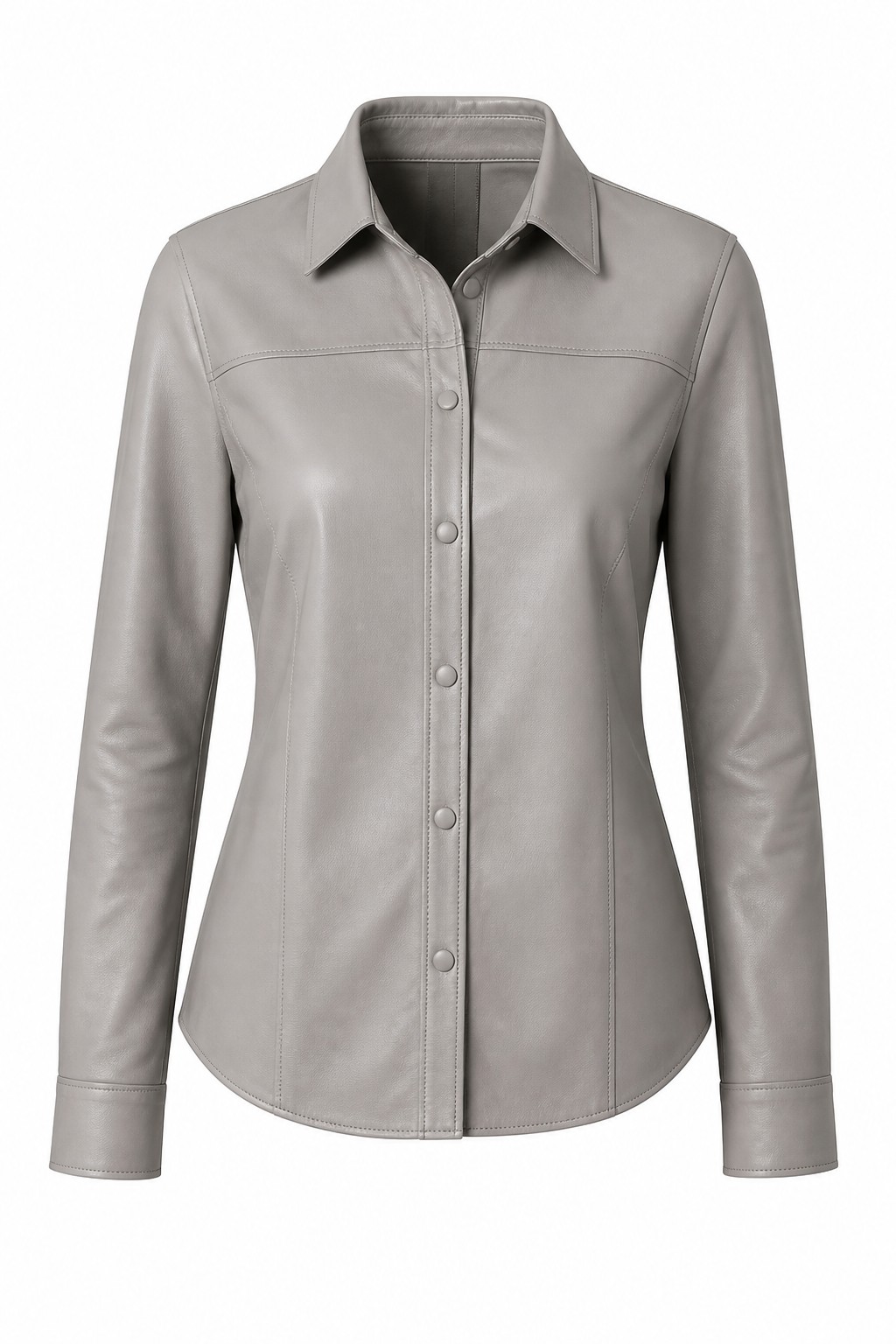 Women Soft Grey Leather Shirt 04