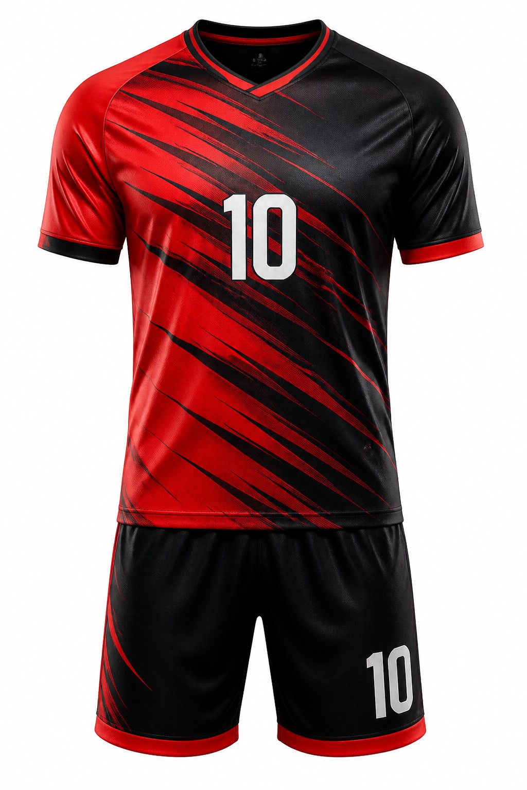 Soccer Uniforms #10 — Fire Red Stripe Kit