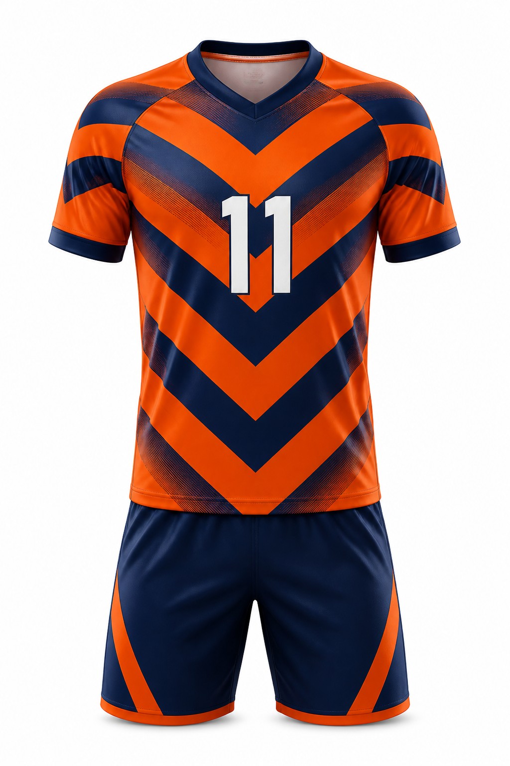 Soccer Uniforms #11 — Orange Navy Chevron Kit