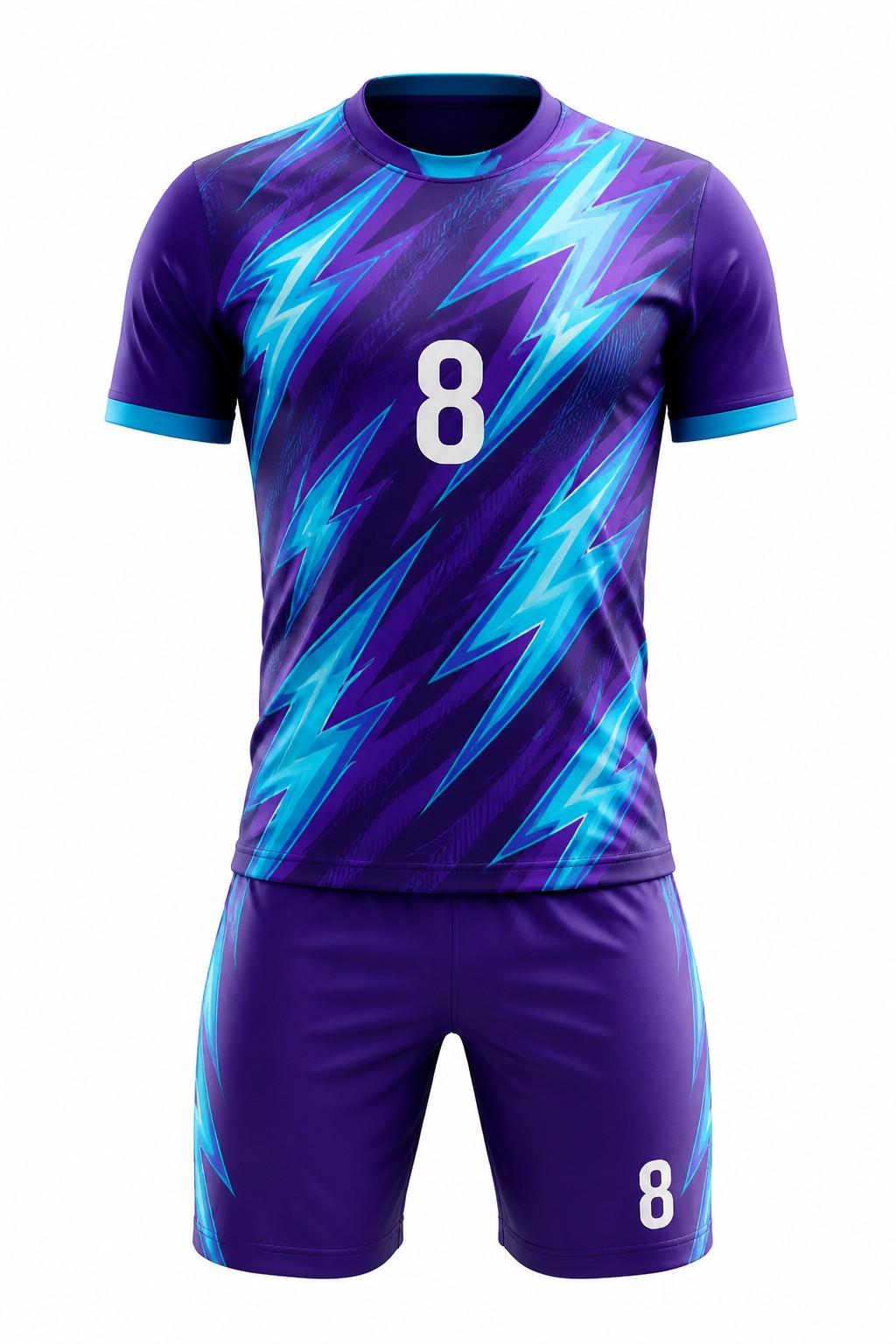 Soccer Uniforms #8 — Purple Cyan Bolt Kit
