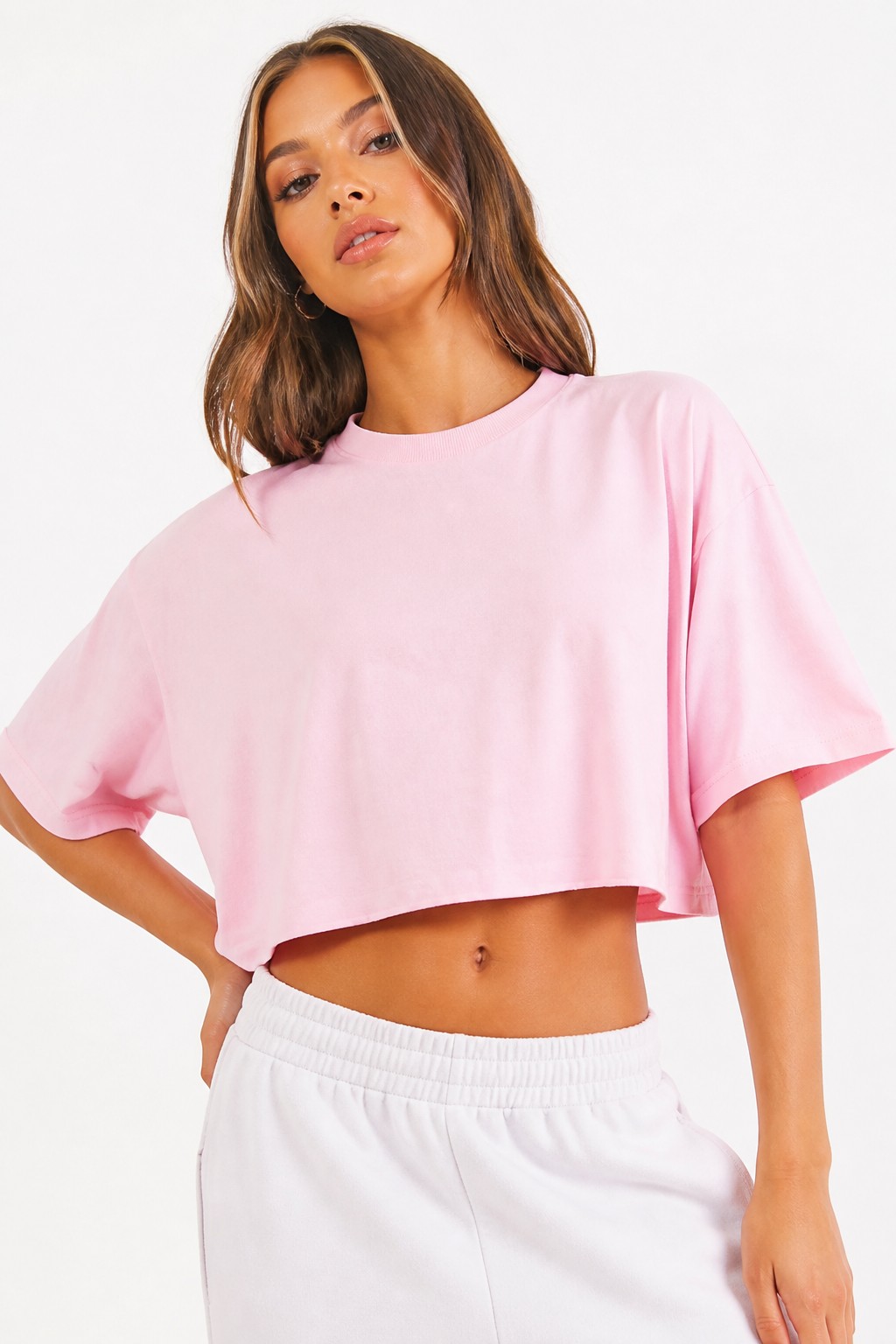 Pastel Pink Crop Tee