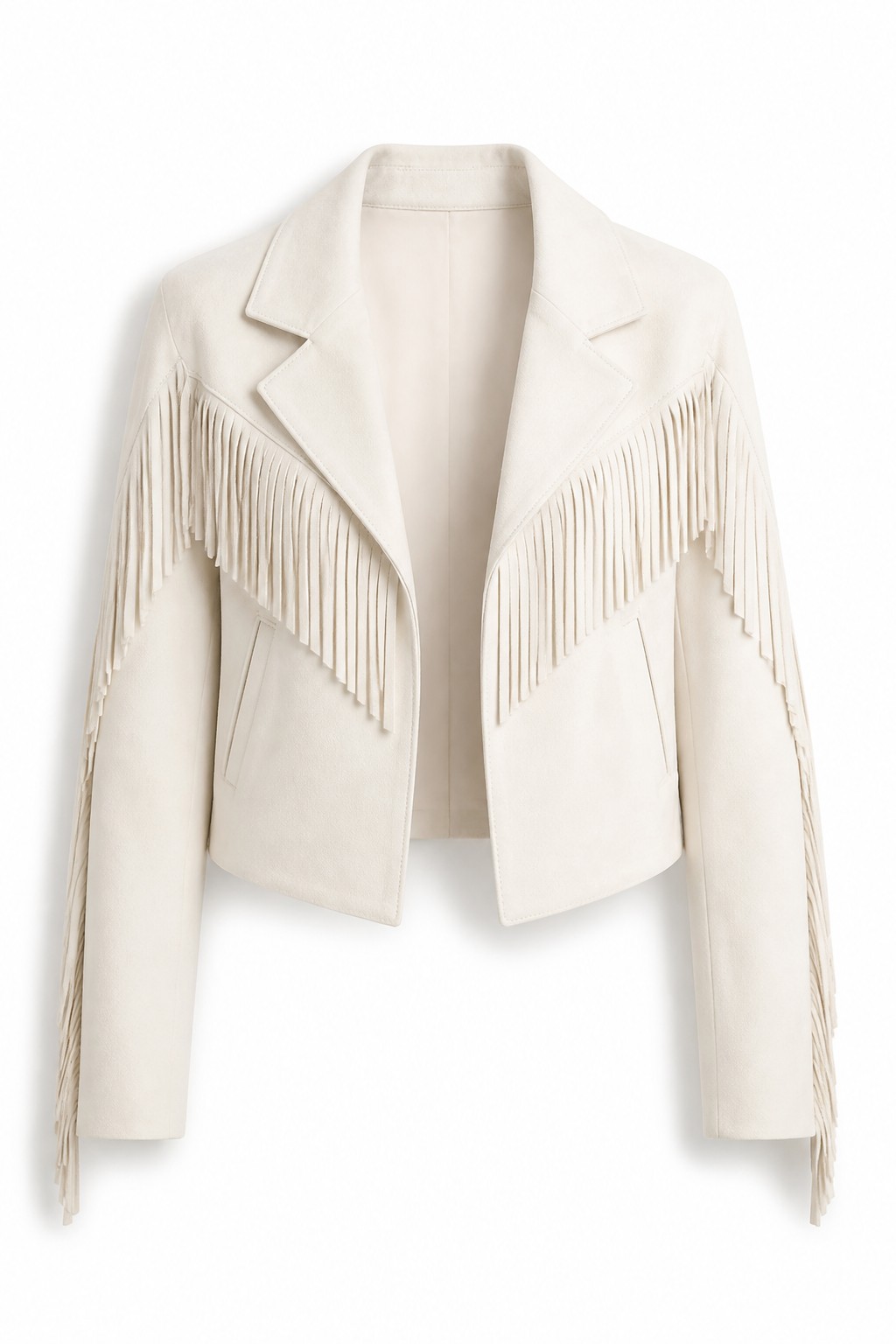 Women Cream Western Fringe Jacket 06