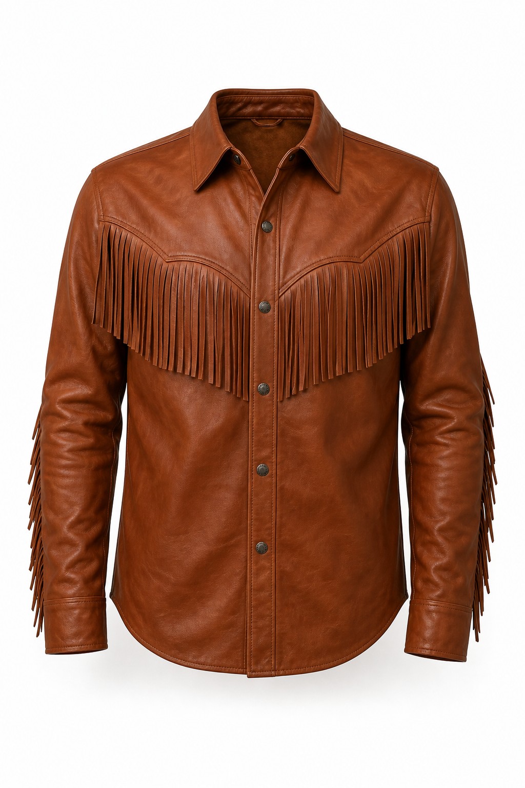 Men Rust Western Fringe Shirt 03