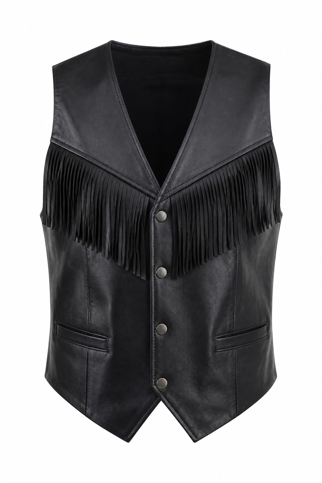 Men Black Western Fringe Vescuit 01