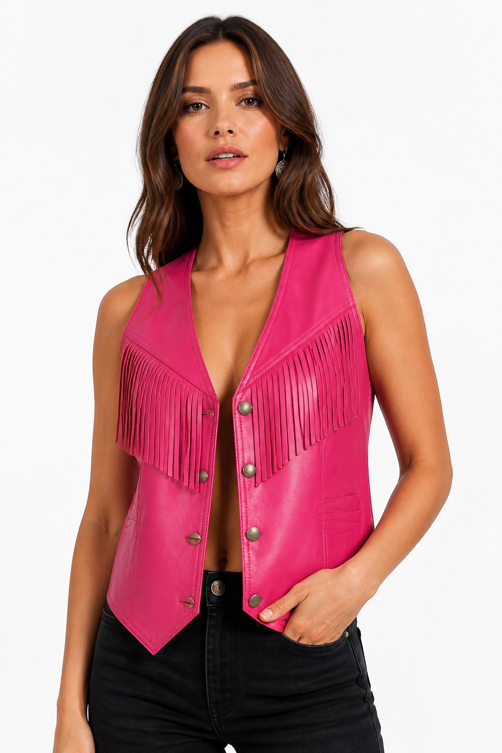 Women Fuchsia Western Fringe Vescuit 02