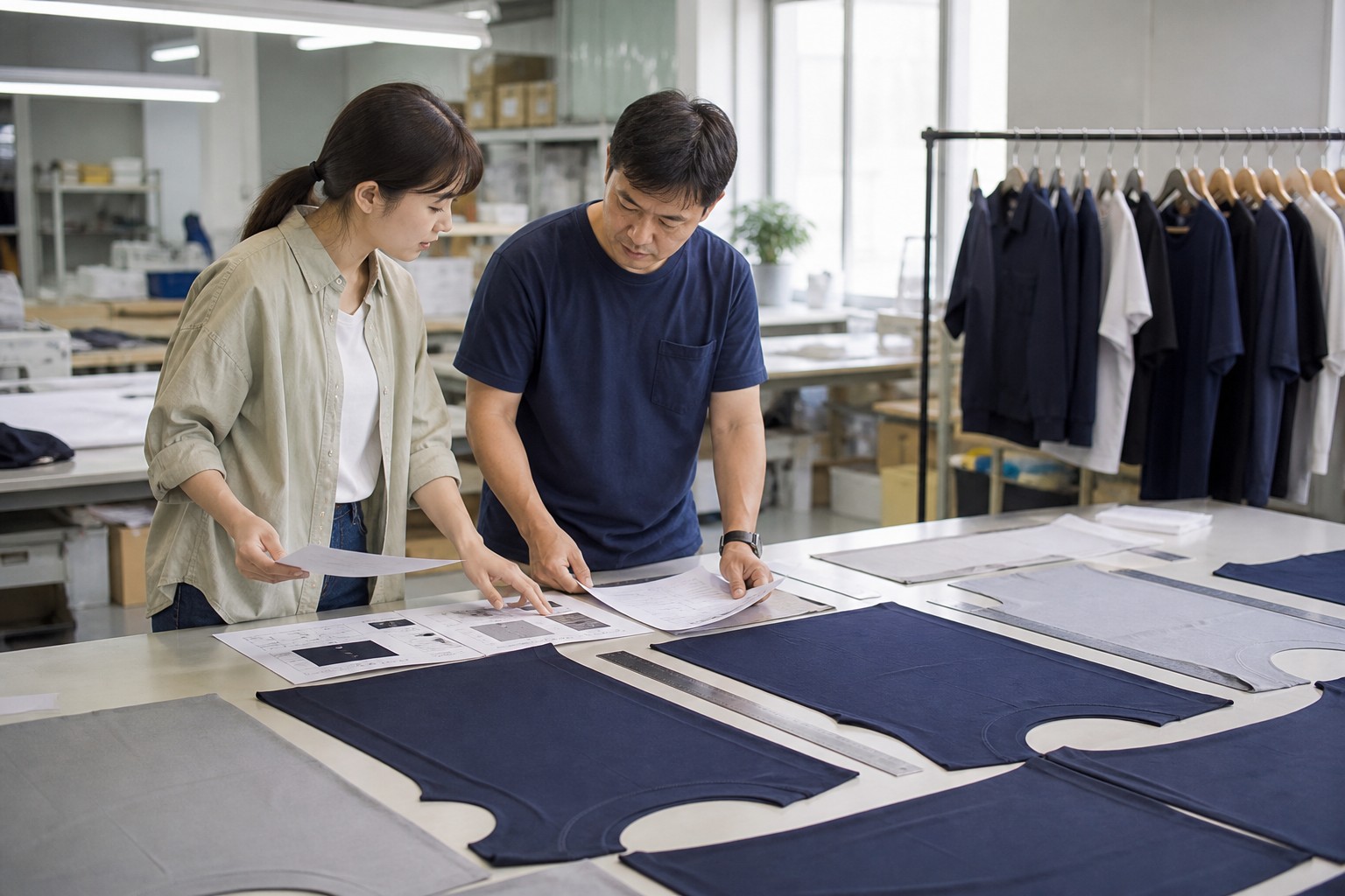 Pre-production pattern and size checks at Naseeb Leather Industries